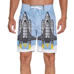 Rocket Shuttle Spaceship Science Men s Beach Shorts by Sarkoni