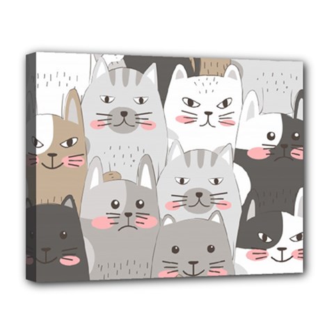 Cute Cats Seamless Pattern Canvas 14  X 11  (stretched) by Sarkoni