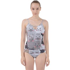 Cute Cats Seamless Pattern Cut Out Top Tankini Set by Sarkoni