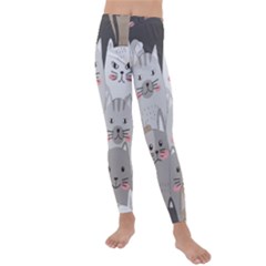 Cute Cats Seamless Pattern Kids  Lightweight Velour Leggings by Sarkoni