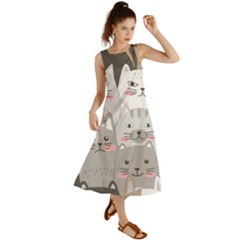 Cute Cats Seamless Pattern Summer Maxi Dress by Sarkoni