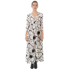 Dog Pattern Button Up Boho Maxi Dress by Sarkoni