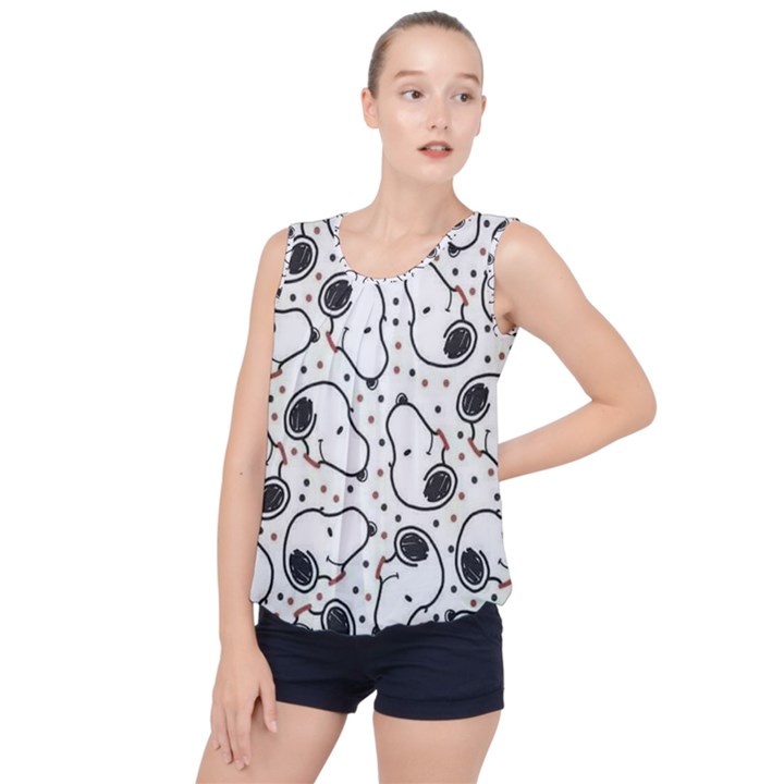 Dog Pattern Bubble Hem Chiffon Tank Top