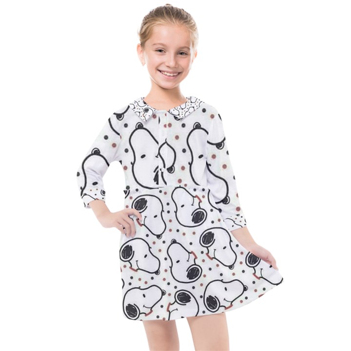 Dog Pattern Kids  Quarter Sleeve Shirt Dress