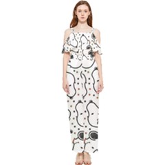 Dog Pattern Draped Sleeveless Chiffon Jumpsuit by Sarkoni