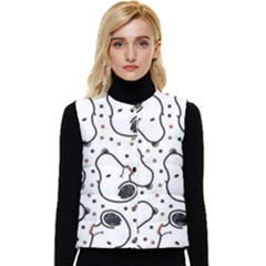 Dog Pattern Women s Button Up Puffer Vest by Sarkoni