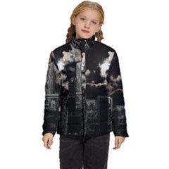 City Night Moon Skyline Skyscraper Kids  Puffer Bubble Jacket Coat by Grandong