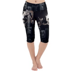 City Night Moon Skyline Skyscraper Lightweight Velour Cropped Yoga Leggings by Grandong