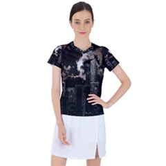 City Night Moon Skyline Skyscraper Women s Sports Top by Grandong