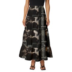 City Night Moon Skyline Skyscraper Tiered Ruffle Maxi Skirt by Grandong