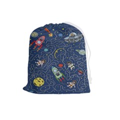 Cat Cosmos Cosmonaut Rocket Drawstring Pouch (large) by Grandong