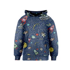 Cat Cosmos Cosmonaut Rocket Kids  Pullover Hoodie by Grandong