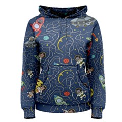 Cat Cosmos Cosmonaut Rocket Women s Pullover Hoodie by Grandong