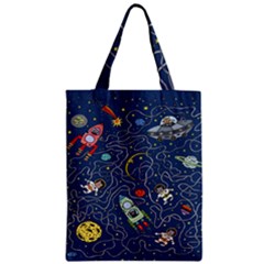 Cat Cosmos Cosmonaut Rocket Zipper Classic Tote Bag by Grandong