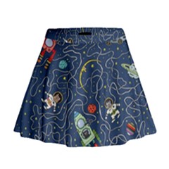 Cat Cosmos Cosmonaut Rocket Mini Flare Skirt by Grandong