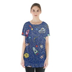 Cat Cosmos Cosmonaut Rocket Skirt Hem Sports Top by Grandong