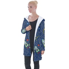 Cat Cosmos Cosmonaut Rocket Longline Hooded Cardigan by Grandong