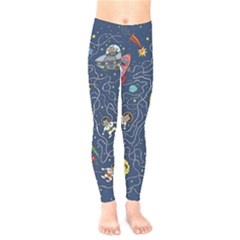 Cat Cosmos Cosmonaut Rocket Kids  Leggings by Grandong