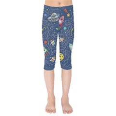 Cat Cosmos Cosmonaut Rocket Kids  Capri Leggings  by Grandong