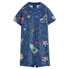 Cat Cosmos Cosmonaut Rocket Kids  Boyleg Half Suit Swimwear by Grandong