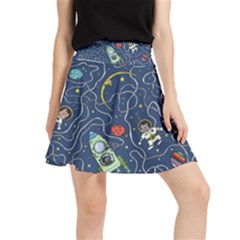 Cat Cosmos Cosmonaut Rocket Waistband Skirt by Grandong