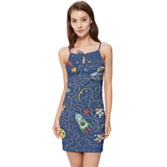 Cat Cosmos Cosmonaut Rocket Summer Tie Front Dress by Grandong