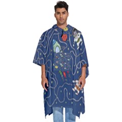 Cat Cosmos Cosmonaut Rocket Men s Hooded Rain Ponchos by Grandong