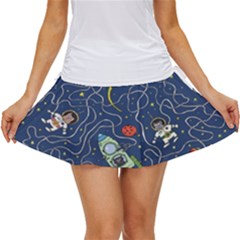 Cat Cosmos Cosmonaut Rocket Women s Skort by Grandong