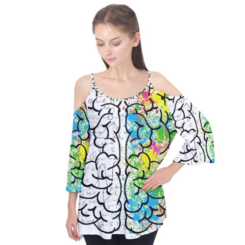 Brain Mind Psychology Idea Drawing Flutter Sleeve T-shirt  by Grandong