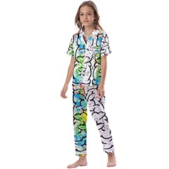 Brain Mind Psychology Idea Drawing Kids  Satin Short Sleeve Pajamas Set by Grandong