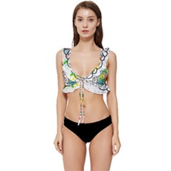 Brain Mind Psychology Idea Drawing Low Cut Ruffle Edge Bikini Top by Grandong