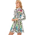 Brain Mind Psychology Idea Drawing Long Sleeve Velour Longline Dress View2