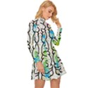 Brain Mind Psychology Idea Drawing Long Sleeve Velour Longline Dress View3