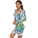 Brain Mind Psychology Idea Drawing Women Long Sleeve Ruched Stretch Jersey Dress View3