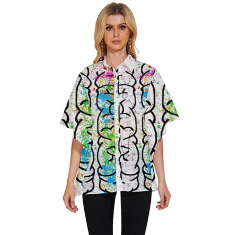 Brain Mind Psychology Idea Drawing Women s Batwing Button Up Shirt by Grandong