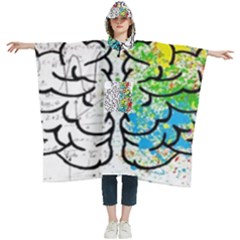 Brain Mind Psychology Idea Drawing Women s Hooded Rain Ponchos by Grandong