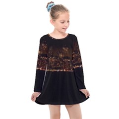 San Fransisco Usa California Water Kids  Long Sleeve Dress by Grandong