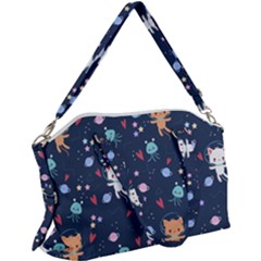 Cute Astronaut Cat With Star Galaxy Elements Seamless Pattern Canvas Crossbody Bag by Grandong