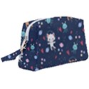 Cute Astronaut Cat With Star Galaxy Elements Seamless Pattern Wristlet Pouch Bag (Large) View1