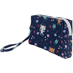 Cute Astronaut Cat With Star Galaxy Elements Seamless Pattern Wristlet Pouch Bag (small) by Grandong