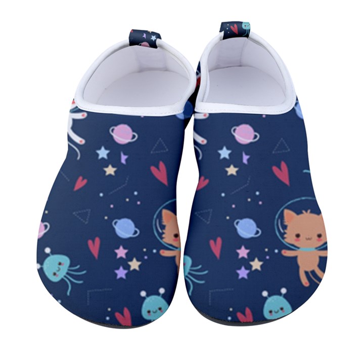 Cute Astronaut Cat With Star Galaxy Elements Seamless Pattern Women s Sock-Style Water Shoes