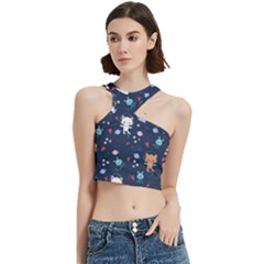 Cute Astronaut Cat With Star Galaxy Elements Seamless Pattern Cut Out Top by Grandong