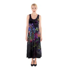 Grunge Paint Splatter Splash Ink Sleeveless Maxi Dress by Grandong