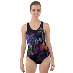 Grunge Paint Splatter Splash Ink Cut-out Back One Piece Swimsuit by Grandong