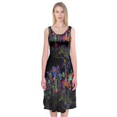 Grunge Paint Splatter Splash Ink Midi Sleeveless Dress by Grandong