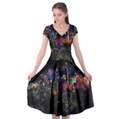 Grunge Paint Splatter Splash Ink Cap Sleeve Wrap Front Dress by Grandong