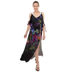 Grunge Paint Splatter Splash Ink Maxi Chiffon Cover Up Dress by Grandong