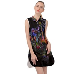 Grunge Paint Splatter Splash Ink Sleeveless Shirt Dress by Grandong