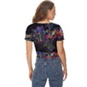 Grunge Paint Splatter Splash Ink Twist Front Crop Top View4