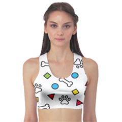 Dog Paw Seamless Pattern Footprint Bone Fitness Sports Bra by Grandong